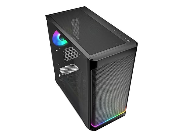 Sharkoon MK4W RGB Strip, Micro Tower, PC, Sort, Micro ATX, Mini-ITX, Multi, PC-kabinettvifte, Front
