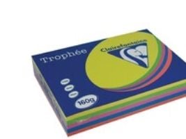 Farvet papir, Trophée, A4, 160g, ass. intense farver, 1713, pakke a 5 x 50 ark