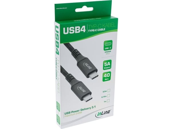 InLine USB4 kaapeli USB-C uros/uros 8K60Hz musta 2m - Kaapeli - Digitaalinen/Data (35902A)