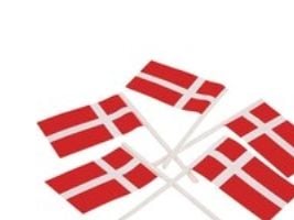 Dansk flag, 30 x 50 mm, pakke a 100 stk.