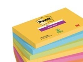 Post-it Super Sticky Rio de Janeiro 655-6SS-RIO-EU - Anteckningar - 76 x 127 mm - 540 ark (6 x 90) - neongul, medelhavsblå, neongrön, fuchsia, neon...