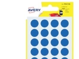Avery PSA15B, Blå, Rund, Permanent, 1,5 cm, 8 cm, 10 cm