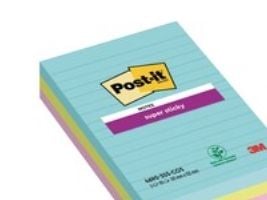 Post-it Super Sticky Notes Cosmic, linjerede, 101 mm x 152 mm, pakke a 3 stk