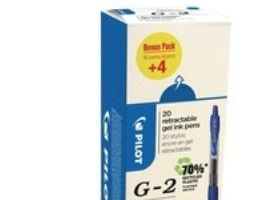 Gelpen, Pilot G-2, 0,7 mm, medium, blå, pakke a 20 stk