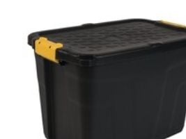 Opbevaringskasse, Strata Heavy Duty med låg, sort, 60 L