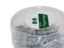 Papirclips, 26 mm, sølv, pakke a 100 stk.
