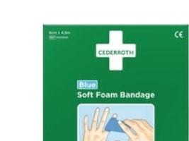 Bandage, Cederroth Soft Foam, blå, 6 cm x 4,5 m