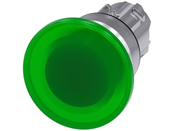 Siemens belyst tryckknapp 22 mm rund metall blank grön 40 mm med självtillbakahållning 3SU1051-1BD40-0AA0