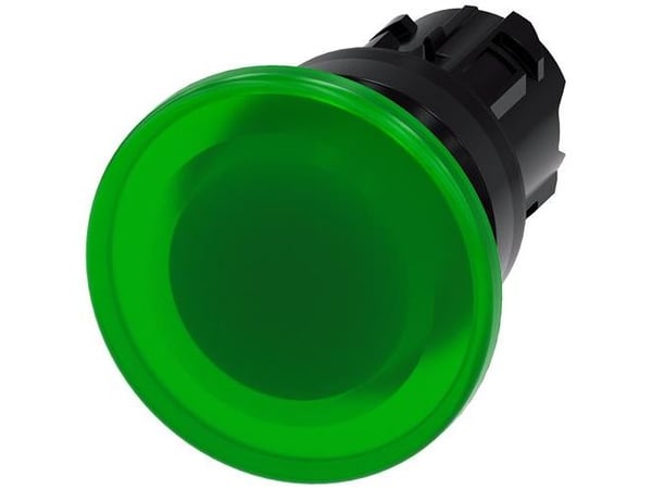 Lampfäste/tryckknapp 22 mm grov plast grön 40 mm
