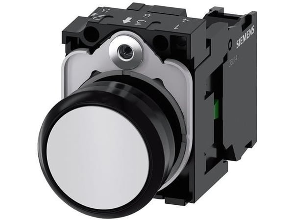 Siemens 3SU11000AB601BA0 3SU1100-0AB60-1BA0 Painike Eturengas muovia, pyöreä Painike Musta, valkoinen 1 kpl 1 kpl