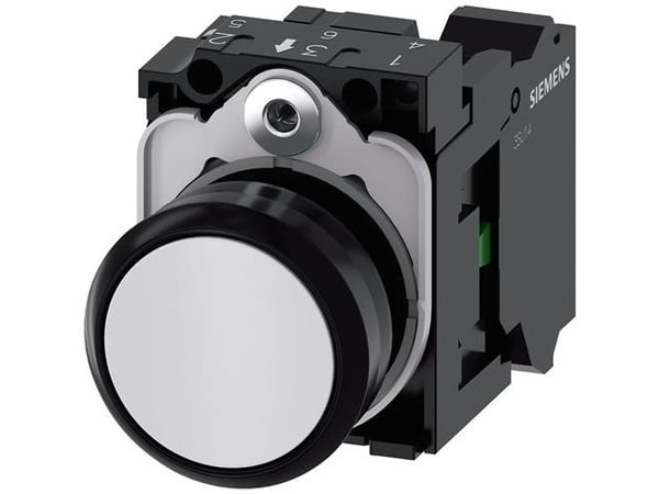 Siemens 3SU11000AB603BA0 3SU1100-0AB60-3BA0 Painike Eturengas muovia, pyöreä Painike Musta, valkoinen 1 kpl 1 kpl