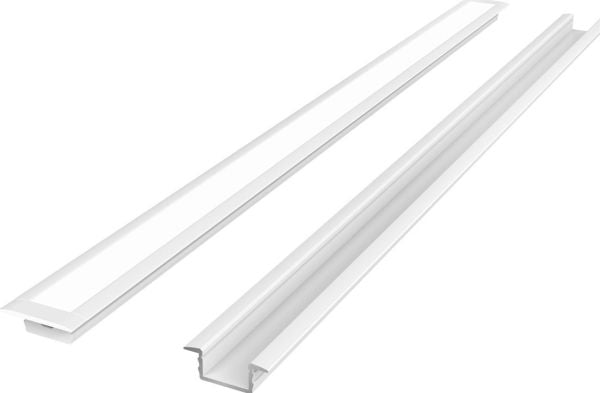 LED-profilsats, 2m, infälld, vit, med vit kåpa och blind