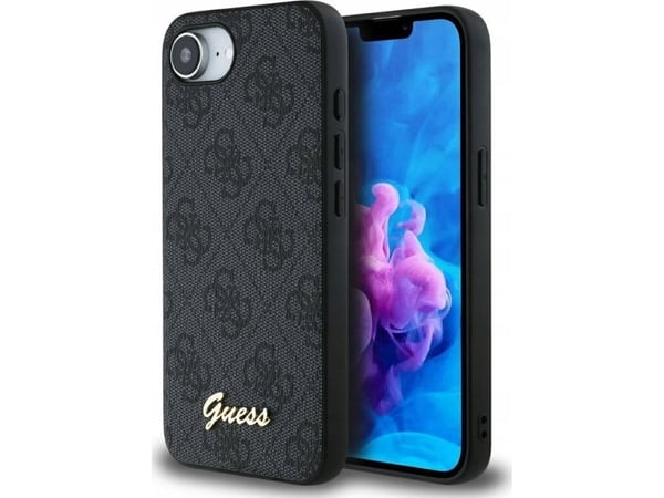Guess 4G Script Logo MagSafe-fodral för iPhone 16e - svart