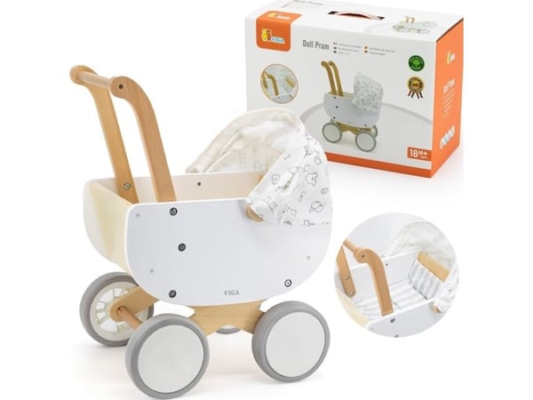 Viga Toys i tre dukkevogn med vugge Viga Toys i tre dukkevogn med vugge