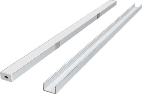 LED-profilsats, 2m, ytanodiserad, med vit kåpa, fästen och persienner