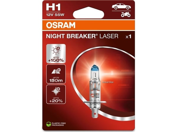 OSRAM Automotive 64150NL-1BL halogen lyskilde Night Breaker® Laser Next Generation H1 55 W 12 V