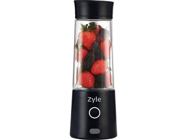 Zyle ZY015RBB bærbar cocktailmikser med titanbelagte kniver, svart