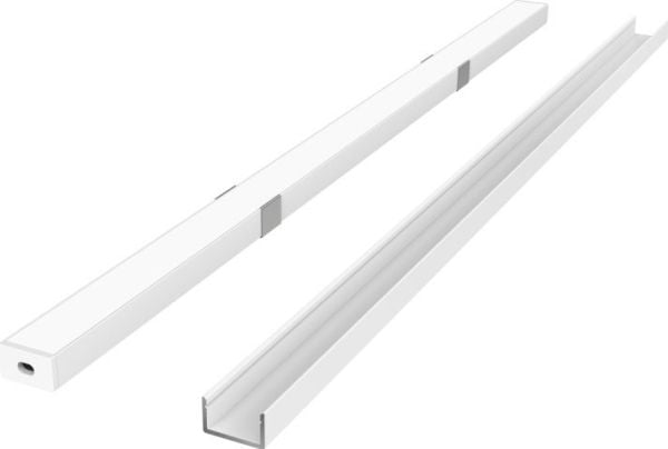 V-TAC LED-profilsats 2 m overflatehvit med hvitt deksel, fester og endestykker