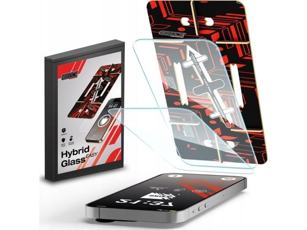 GrizzGlass HybridGlass Easy til Apple iPhone 15 Plus [2-pakning]