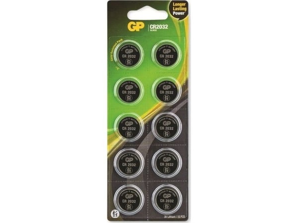 GP Batteries GPCR2032-2CPU10 Knapcellebatteri CR 2032 Lithium 3 V 10 kpl 10 kpl