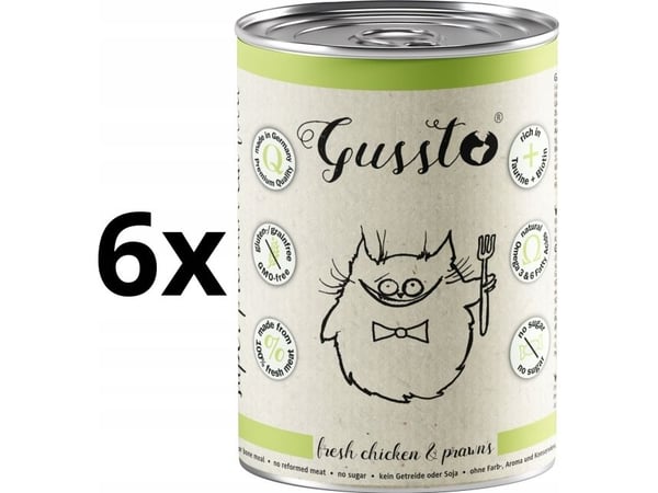 GUSSTO pos. 400 g FRESH CHICKEN & PRAWNS /6 - kattemat med KYLLING og KREPS