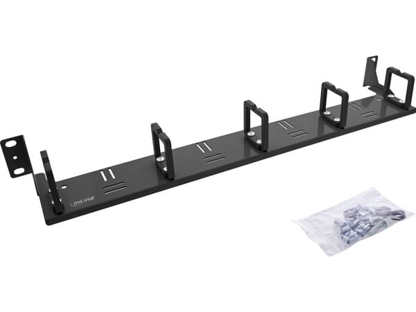 Kabelorganiseringspanel Triton InLine® 19" med 5 plastbøyler horisontalt RAL 9005 svart