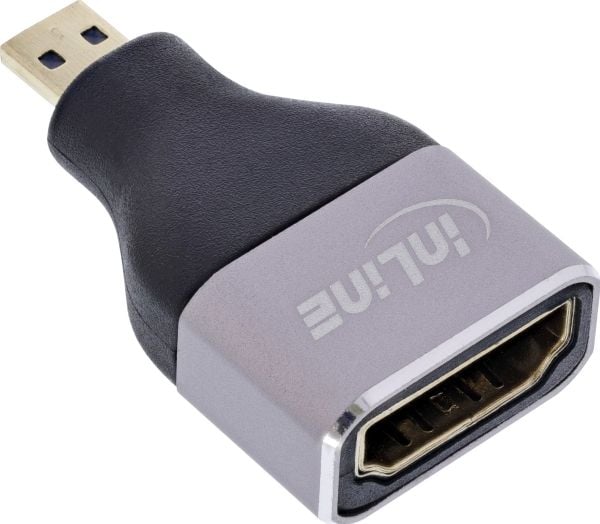 InLine® HDMI-sovitin, HDMI A-pistorasia / Micro HDMI D-pistoke, 8K UHD