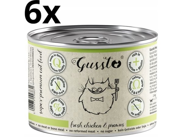 GUSSTO boks.200g FERSK KYLLING & REKER /6 Kattemat med KYLLING OG REKER