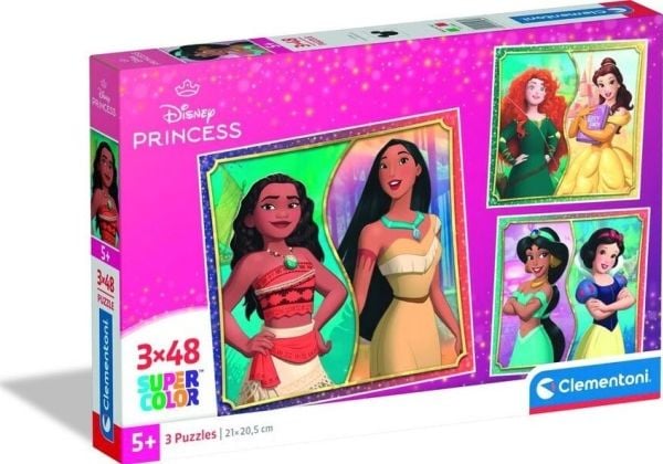 Clementoni puslespill SuperColor Disney Princess 3 x 48 brikker (25064)