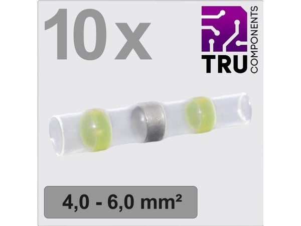 TRU COMPONENTS TC-13448520 Puristusliitin puristusletkulla 4,0 mm² 6,0 mm² Täysin eristetty Keltainen 10 kpl
