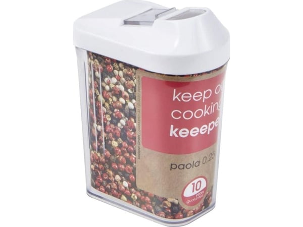 keeeper tørrvareboks "paola", 0,25 liter, hvit / transparent