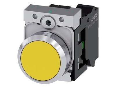 Siemens 3SU1150-0AB30-1BA0, Metalli, Muovi, Musta, Hopea, Keltainen, 500 V, 30 mm, 60,7 mm, 40 mm