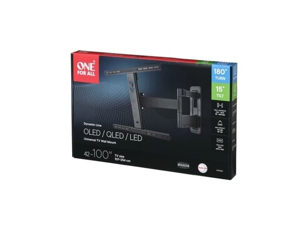 One For All Dynamic Line veggfeste til TV med full bevegelse (WM5650), 106,7 cm (42"), 2,54 m (100"), 200 x 200 mm, 600 x 600 mm, -5 - 10°, Sort