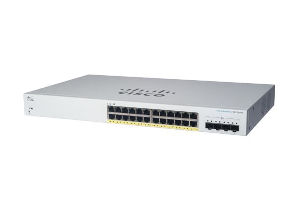 Cisco Business 220 Series CBS220-24FP-4G - Switch - smart - 24 x 10/100/1000 (PoE+) + 4 x Gigabit SFP (opplink) - rackmonterbar - PoE+ (382 W) - gj...