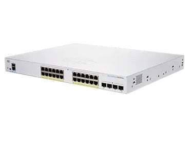 Cisco Business 250 Series CBS250-24P-4G - Switch - L3 - smart - 24 x 10/100/1000 (PoE+) + 4 x Gigabit SFP - rackmonterbar - PoE+ (195 W) - gjenfabr...