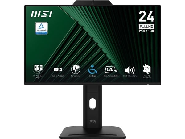 MSI PRO MP242PMG - LCD-skjerm - 24" (23.8" synlig) - 1920 x 1080 Full HD (1080p) @ 120 Hz - IPS - 300 cd/m² - 1500:1 - 1 ms - HDMI, VGA, DisplayPor...