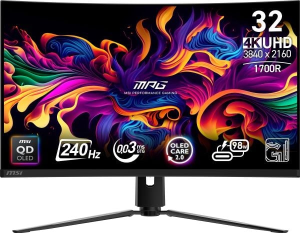 MSI MPG 321CURX QD-OLED, 80 cm (31.5"), 3840 x 2160 pixlar, 4K Ultra HD, QD-OLED, 0,05 ms, Svart