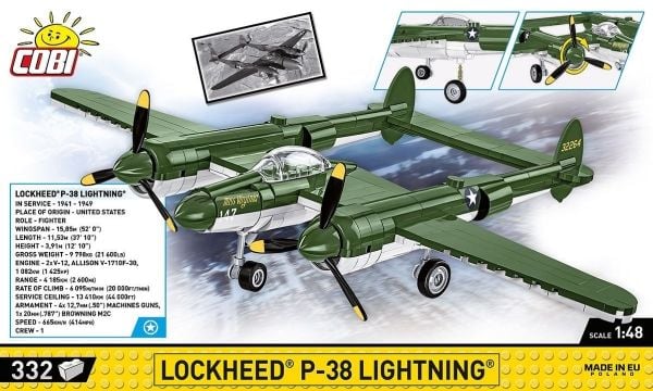 COBI Lockheed P-38 Lightning, Byggeklosser, 7 år, 332 stykker