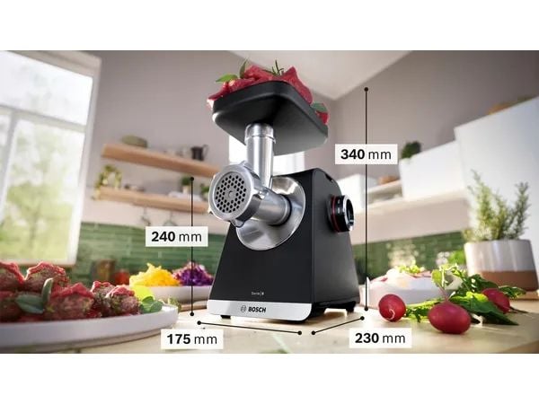 Bosch Serie 6 MFWS650B, 500 W, musta, Hopea, 3,5 kg/min, 1 m, Metalli, Muovi, 2100 W