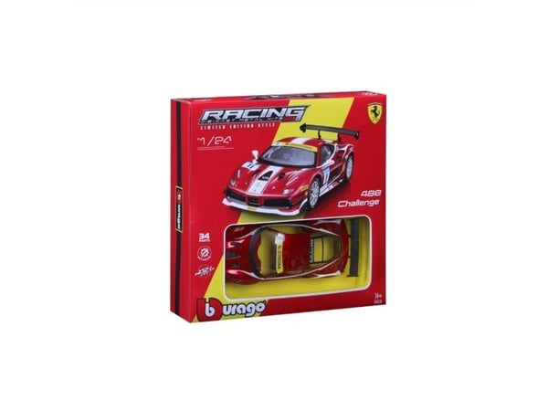 BBURAGO Ferrari 488 Challenge, Sportsbilmodell, Ferdigmontert, 1:24, Ferrari 488 Challenge, Alle kjønn, Metall, Plast