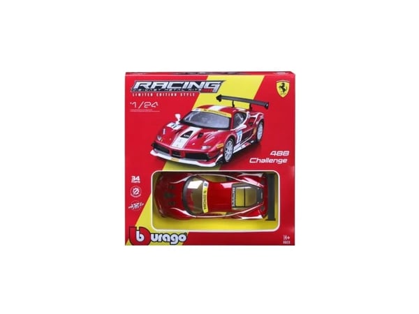 BBURAGO Ferrari 488 Challenge, Sportsbilmodell, Ferdigmontert, 1:24, Ferrari 488 Challenge, Alle kjønn, Metall, Plast