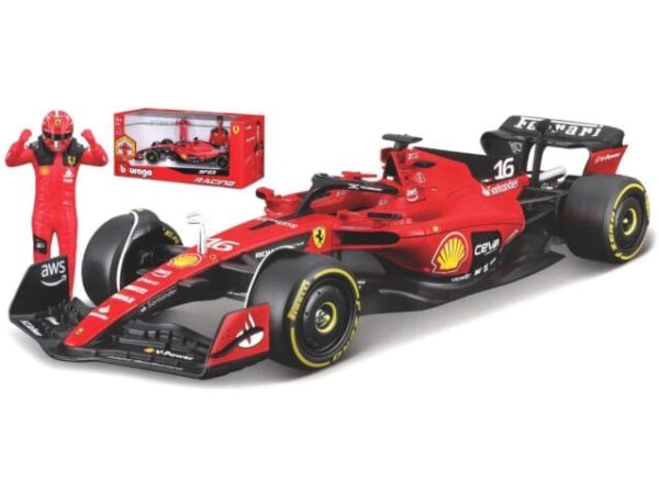 BBURAGO Ferrari Sf-23 #16 Charles Leclerc F1 2023, Sportsbil, Montert på forhånd, 1:24, Ferrari F1 SF, Alle kjønn, Metall, Plast