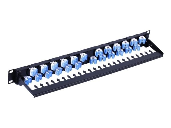 Techly I-PP 24-RU-C6ATSL, RJ-45, Cat6a, U/UTP (UTP), Sort, SPCC, Rackmontering