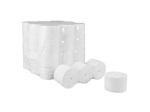 Toalettpapper 2-lagers L96mxB9cm Ø13cm Nyfiber utan hylsa vit 36 rullar/ säck (36 st)