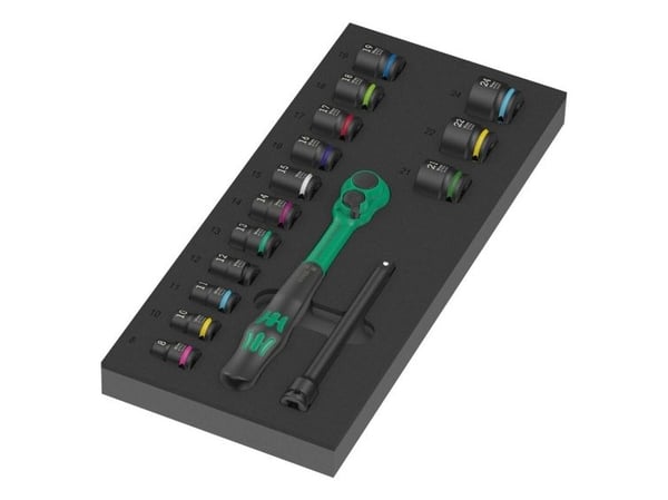 Wera 05150114001, Støpselsett, 3/8", Metrisk, 14 hoder, 8,10,11,12,13,14,15,16,17,18,19,21,22,24 mm, 405 mm