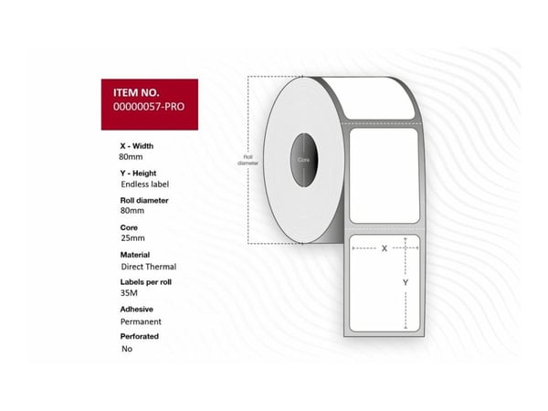 Capture Premium - Permanet adhesiv - hvit - Rull (8 cm x 35 m) 4 rull(er) boks - sammenhengende etiketter