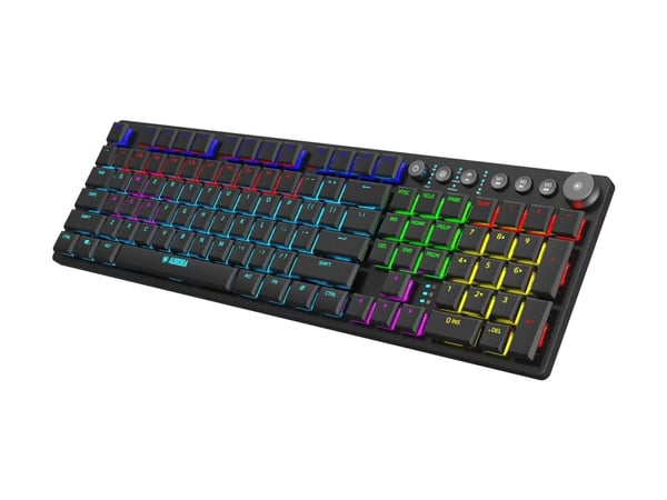 iBOX Aurora K-6 - Tastatur - backlit - trådløs - 2.4 GHz, USB-C, Bluetooth 5.0 - QWERTY - tastsvitsj: Low Profile KRGD Red - svart