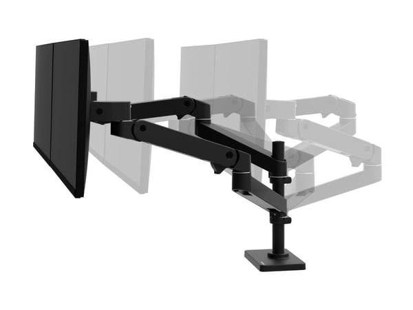 Ergotron LX Pro - Monteringssett (dobbel stablearm) - modulær - for 2 LCD-skjermer - aluminium - svart - skjermstørrelse: inntil 27" - skrivebordsm...