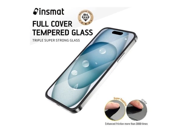 Insmat - Skjermbeskyttelse for mobiltelefon - enkel og støvbestandig, super full dekning - glass - rammefarge svart - for Apple iPhone 13, 14, 14 P...