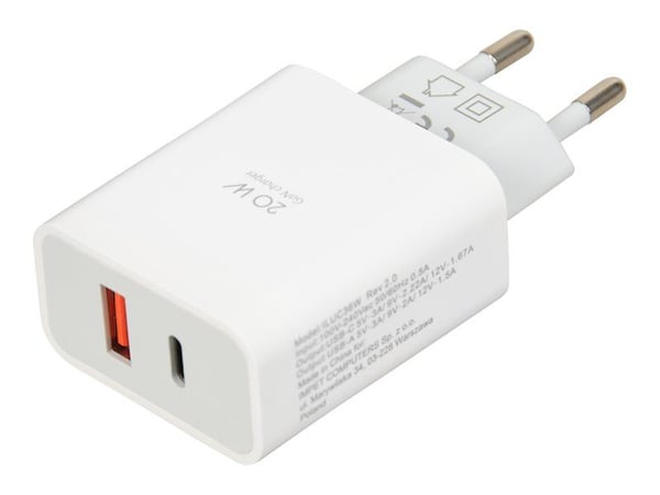 iBOX C-36 - Strømadapter - 20 watt - 3 A - Huawei Fast Charge, QC 3.0, AFC, SCP, Apple 2.4A, USB BC 1.2, Power Delivery 3.0 + PPS - 2 utgangskontak...